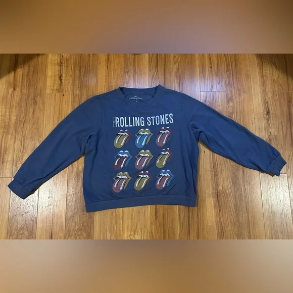 The Rolling Stones Women's Crewneck Sweater - Blue with Multicolor Graphics XL - Picture 4 of 10